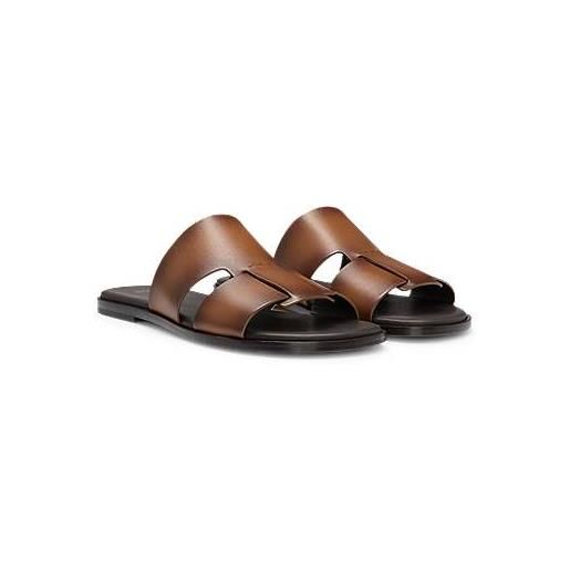 BOSS sandali slider in pelle realizzati in italia, marrone
