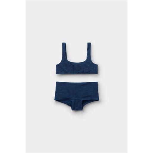 Calzedonia costume due pezzi bambina crinkle waves blu