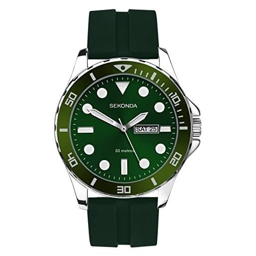 Sekonda Orologio Uomo 1931 – Analogico Al Quarzo Con Quadrante Verde E Bracciale In Acciaio Inossidabile – Impermeabile 50m E Funzione Data