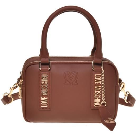 Love moschino borsa vitello + pu castagna