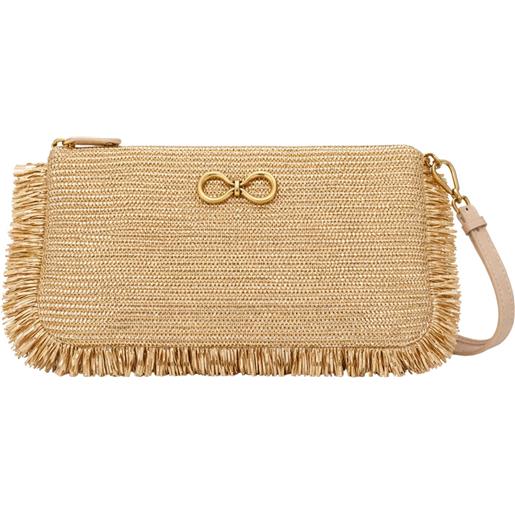 TWINSET pochette in rafia con frange