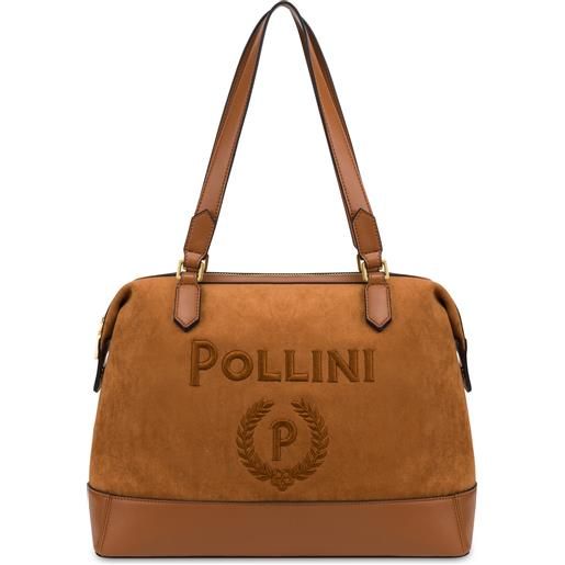 POLLINI maxy bauletto capri in simil suede - cuoio