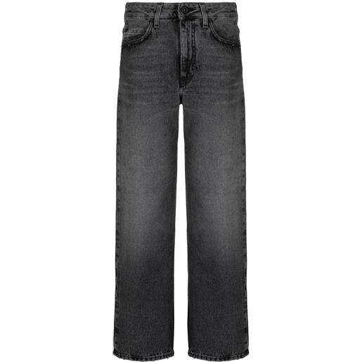 Off-White jeans dritti con applicazione logo - nero