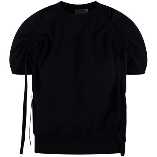 Nude t-shirt con arricciature - nero