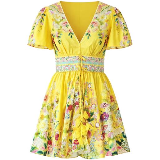 Camilla abito corto lady limonada con scollo a v - giallo