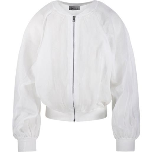 Nude bomber con zip - bianco