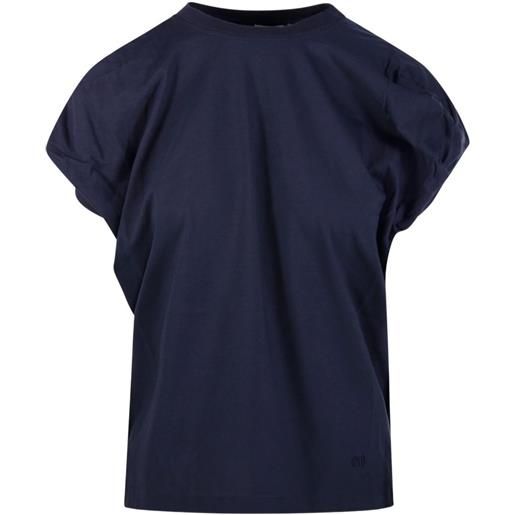 Nude t-shirt con ruches - blu