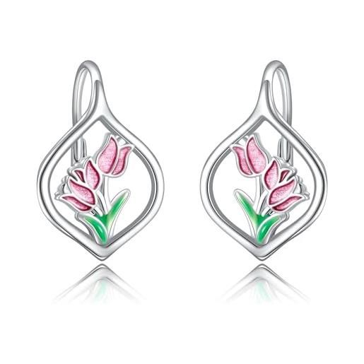Santuzza Orecchini a forma di tulipano, in argento Sterling 925, con