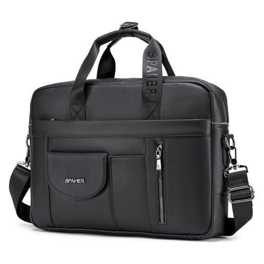 Borse Per Computer Portatili Per Le Donne 15,6 Pollici Grande Borsa Tote In Pelle Da Donna Borsa Per Laptop Borsa A Tracolla Per Computer Scuola Borsa Da Lavoro Nera