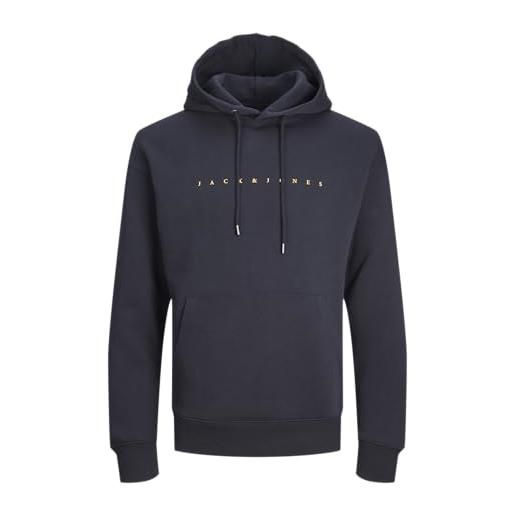 JACK & JONES jjestar jj sweat hood noos pls felpa con cappuccio da uomo, navy scuro, 5xl