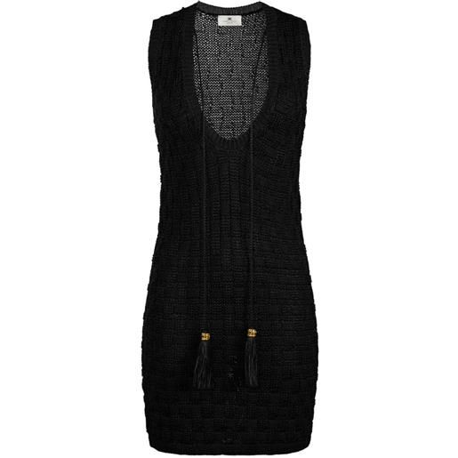 Elisabetta Franchi abito corto con nappe - nero