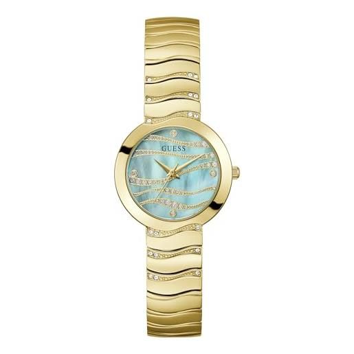 Guess Orologio Multifunzione Uomo/Donna – Cassa Oro E Quadrante Nero, Cinturino In Pelle E Silicone