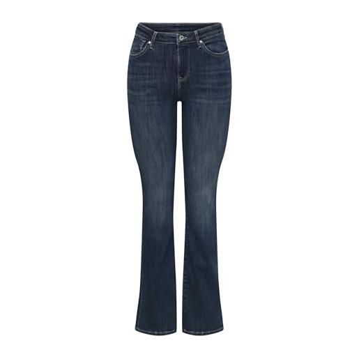 ONLY mid waist onlpower-push up flared dnm a vita media, blu jeans scuro, (l) w x 34l donna