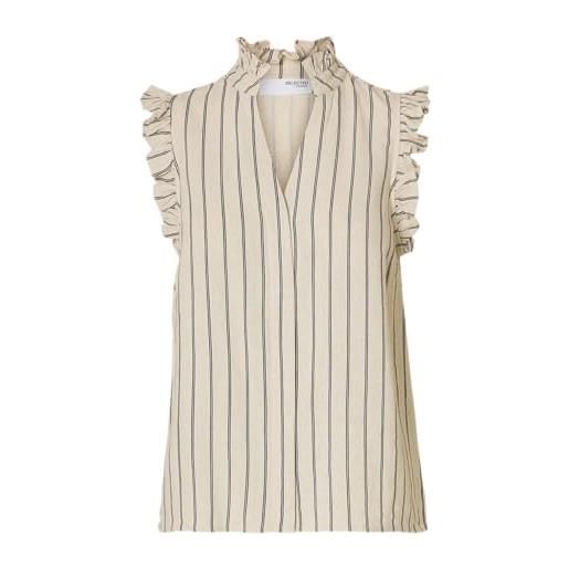 SELECTED FEMME maglia femminile con balze a righe, conchiglia, 48