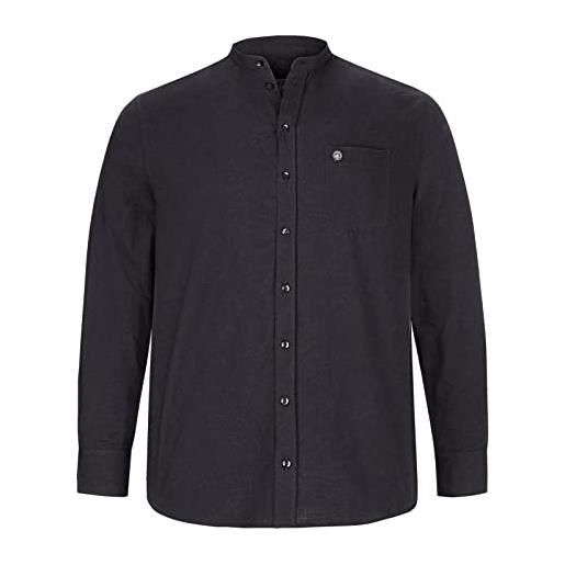 Jan Vanderstorm, camicia da uomo kallu a maniche lunghe con collo alla coreana, nero , 4xl