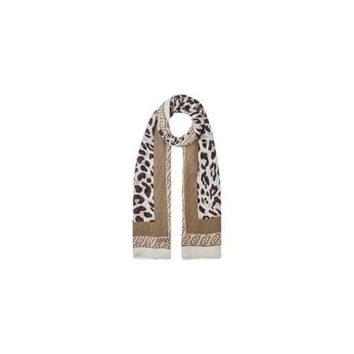 Liu Jo sciarpa donna con stampa animalier leopardata, 100% modal, naturale marrone e beige, 90x180 cm, stile casual, modello 2a6041 t4286