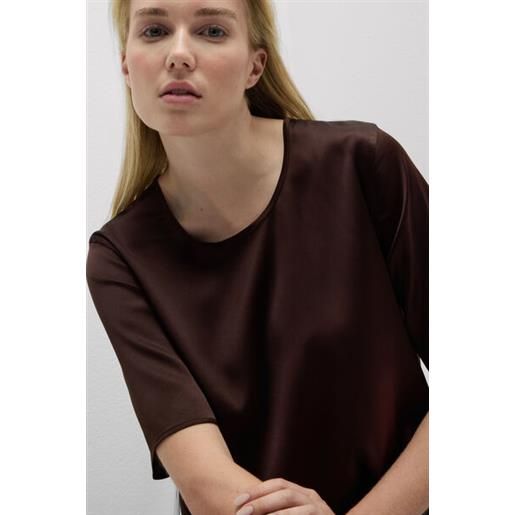 Intimissimi maglia manica corta girocollo in raso di seta marrone