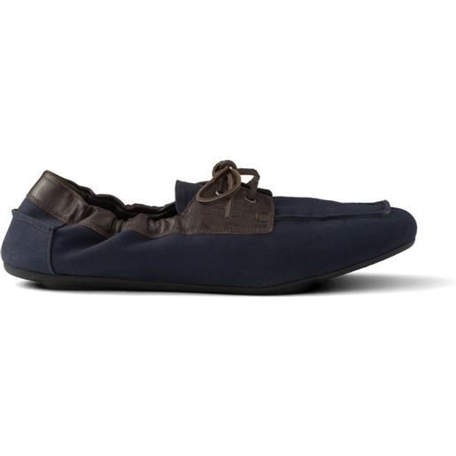 Mocassini Uomo Slip On Classico Sportivo In Vera Pelle Di Nappa Blu Navy  Cuciture In Punta E Bon Bon Fondo Bianco Alto