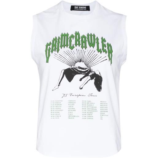 Raf Simons top smanicato grimcrawler con stampa - bianco