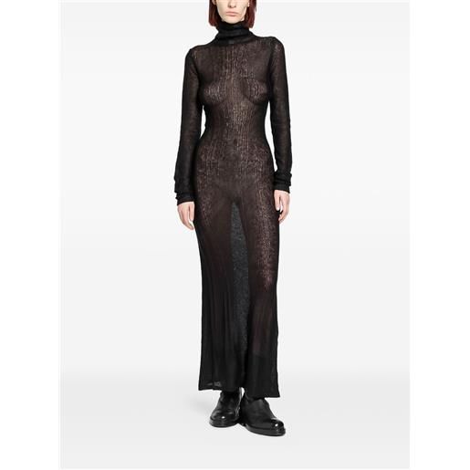 YEHUAFAN abito lungo in mohair con collo alto - nero