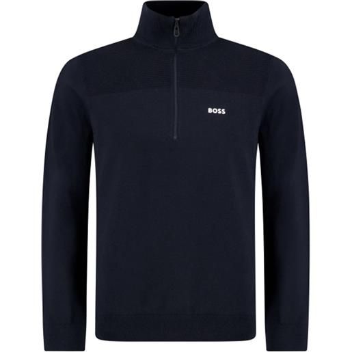 HUGO felpa con mezza zip - blu
