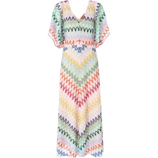 Missoni abito lungo con scollo a v - toni neutri