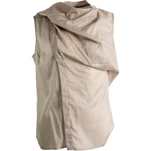 Rick Owens camicia smanicata con drappeggio - toni neutri