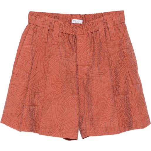 Brunello Cucinelli shorts con motivo geometrico - arancione