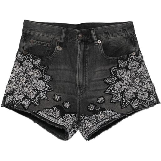 R13 shorts denim x-bf con applicazione - grigio