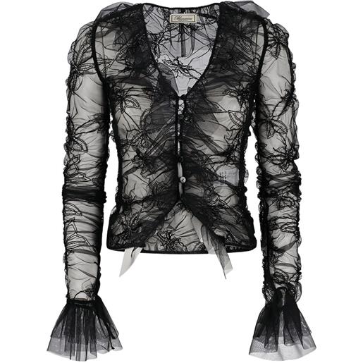 Blumarine blusa con ruches - nero