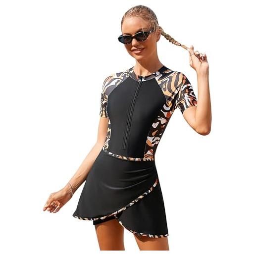 Swim Shayni Costume da bagno burkini intero con blocchi di colore e gonna da spiaggia, abbigliamento arabo estivo | SHEIN ALIA Swim Shayni Costume da bagno burkini intero con blocchi di colore e gonna da spiaggia, abbigliamento arabo estivo | SHEIN ALIA