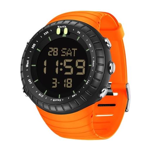 Forrader Orologio sportivo digitale da uomo, impermeabile, con retroilluminazione a LED, sveglia, conto alla rovescia, doppio orario, cronometro, 12/24 ore, per uomini, donne, adolescenti
