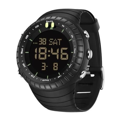 Findtime Orologio Sportivo Uomo Tattico Militare – Digitale Al Quarzo, Impermeabile 50m, Retroilluminazione LED, Sveglia E Cronometro, Cinturino In Gomma