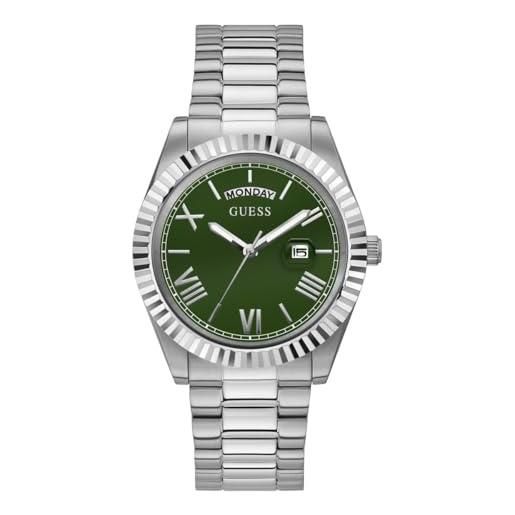 Guess Orologio Da Polso Uomo Modello Jet GW0491G1 (hGU1081) - Quadrante Argento, Cinturino In Acciaio, Design Moderno Ed Elegante
