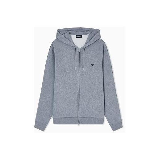 Emporio armani felpa spugna con cappuccio zip blu xl