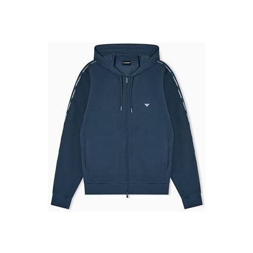 Emporio armani felpa spugna con cappuccio zip uomo blu l