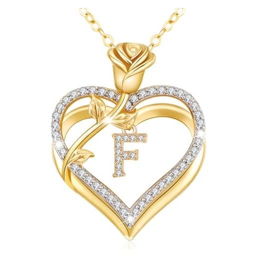 LAVUMO Collana Donna Argento Gioielli Donna Rosa Oro Argento Regalo