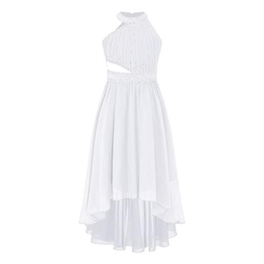 Jugaoge Abito Estivo Da Bambina In Chiffon Con Paillette E Fiore - Orlo Irregolare - Damigella D'Onore 5-14 Anni