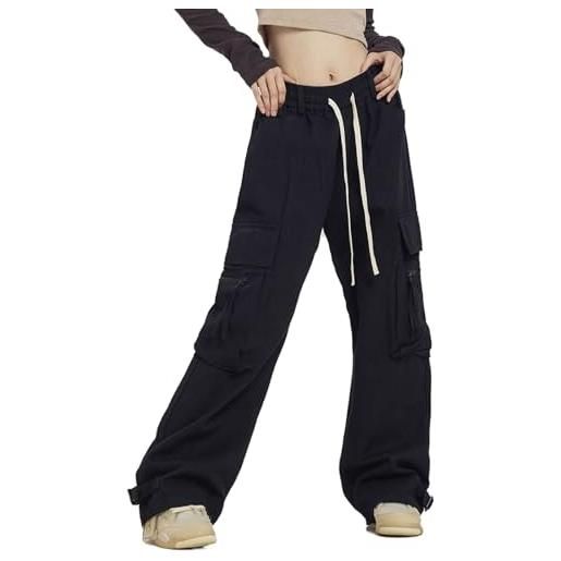 Pantaloni Y2K Elastici Pantaloni Cargo Donna Larghi Con Lacci - Vita