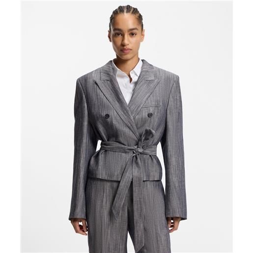 BOSS BLACK boss blazer regular fit in denim mélange donna