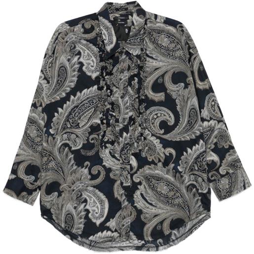 R13 camicia con stampa paisley - nero