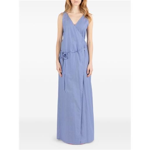 Société Anonyme abito lungo 92 a righe con scollo a v - blu