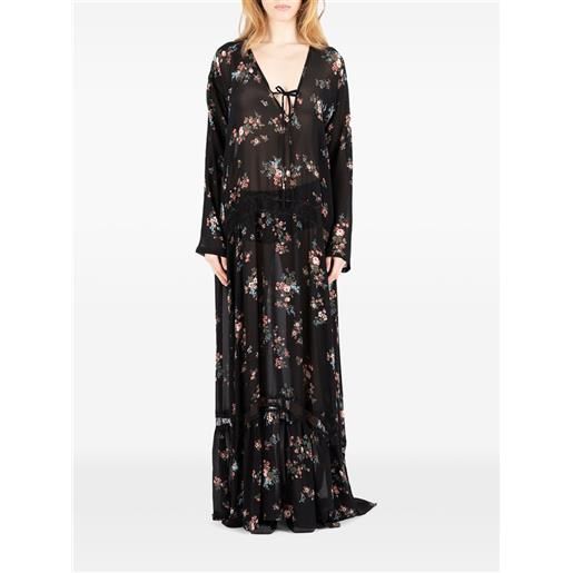 Société Anonyme abito lungo new romantic in pizzo a fiori - nero