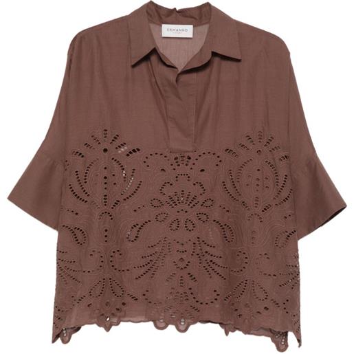 ERMANNO FIRENZE top in pizzo sangallo - marrone