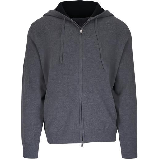 Vince felpa mélange con cappuccio e zip - grigio