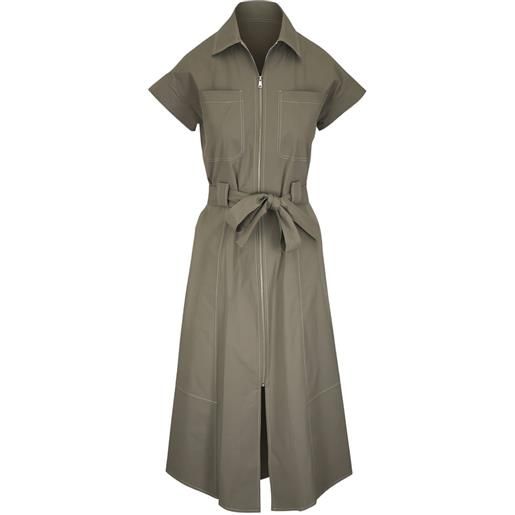 Antonelli abito midi con zip e cintura - verde