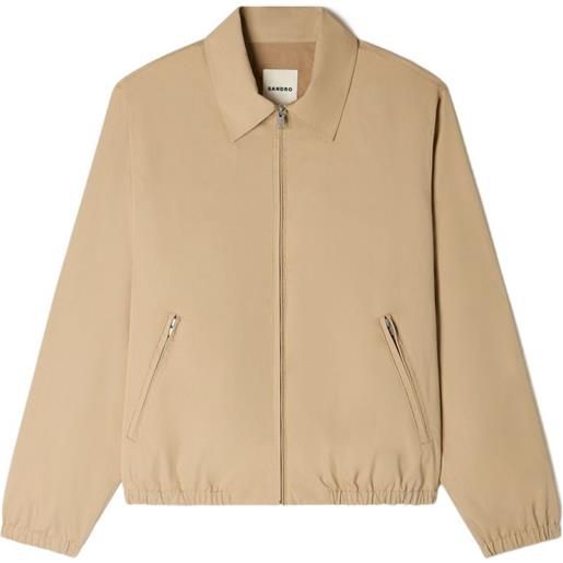 SANDRO giacca in cotone con zip - toni neutri