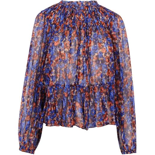 Ulla Johnson top a fiori con ruches - blu