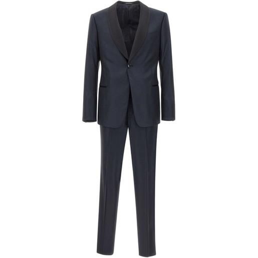 Emporio Armani completo due pezzi monopetto con revers a scialle - blu