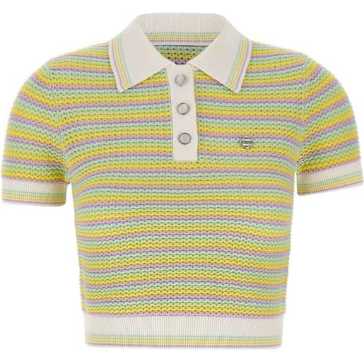 Casablanca polo bourgeois a righe con logo - giallo